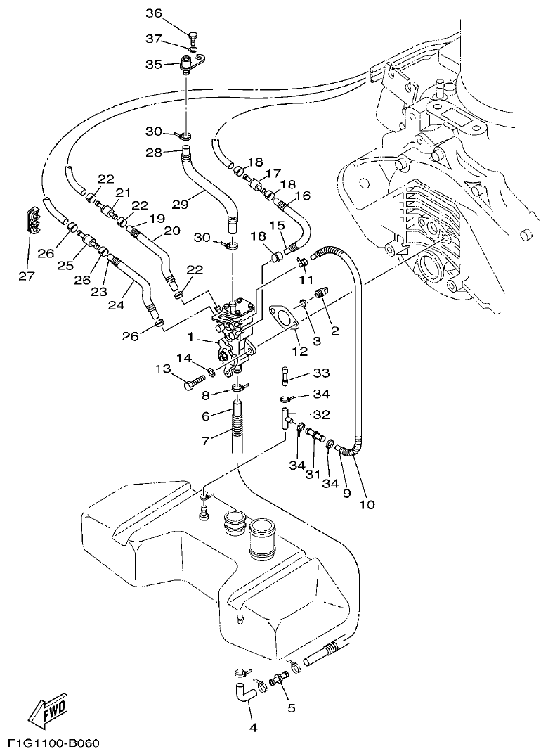 Yamaha F1G1 OIL PUMP parts diagram